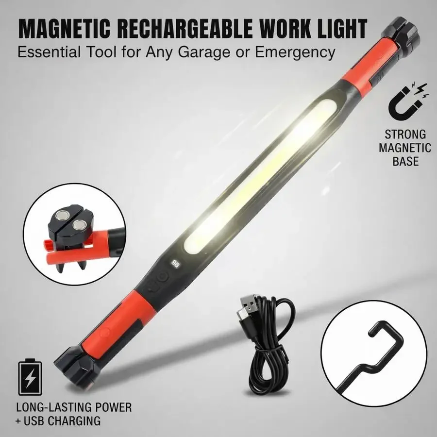 2026 Magnetic Rechargeable LED Work Light Bar, Under Hood Mechanic Light For Car Repair, Garage, Shop & Detailing, Portable
