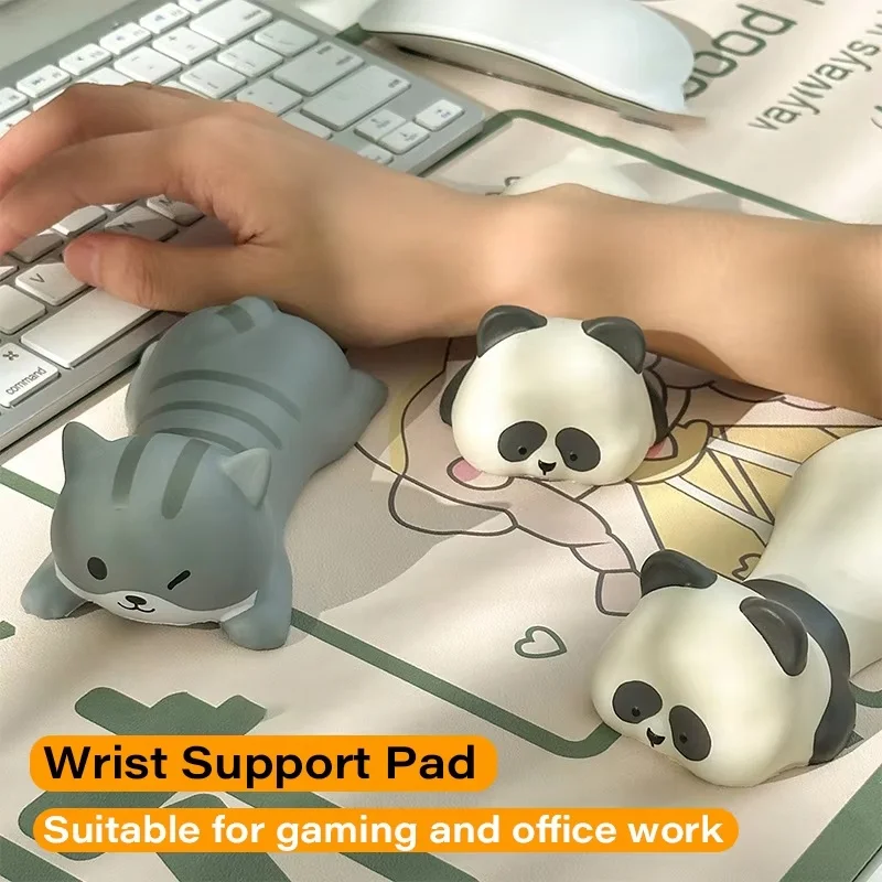 Lovely Animal Cute Wrist Rest Support Mouse Ergonomic Memory Foam Wrist Rest Mouse Pad Desktop Computer Office Decompression PC