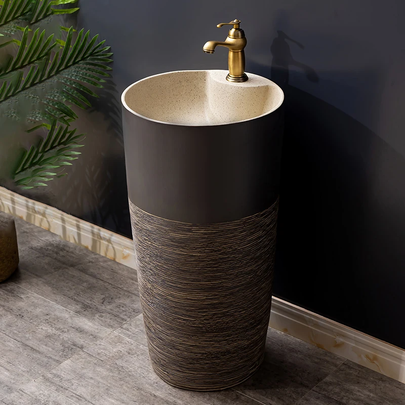 Household balcony column type washbasin, ceramic integrated column basin, hotel garden sink, floor standing 12