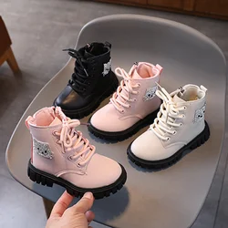 Fashion Boy Girl Short Boots Non-Slip British Style Boots Children's Side Zipper Design Single Boots Leather Boots Anti-skid