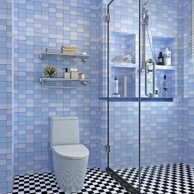 Imitation Ceramic Tile Pattern Bathroom Wallpaper Self Adhesive PVC Floor Sticker