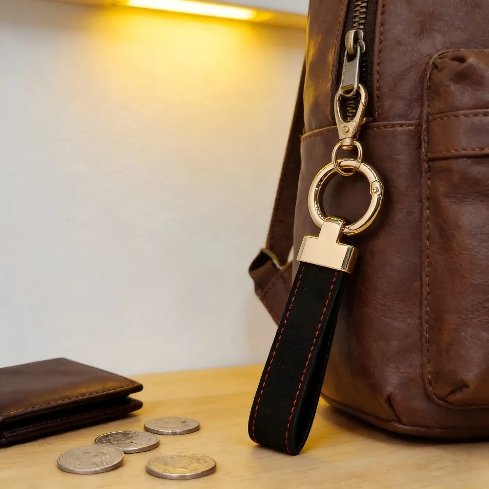 

Custom Logo Laser Engrave Suede Car Key Chain Retro Vintage Suede Leather Personalize Keyring Leather Keychain Men Women Gift