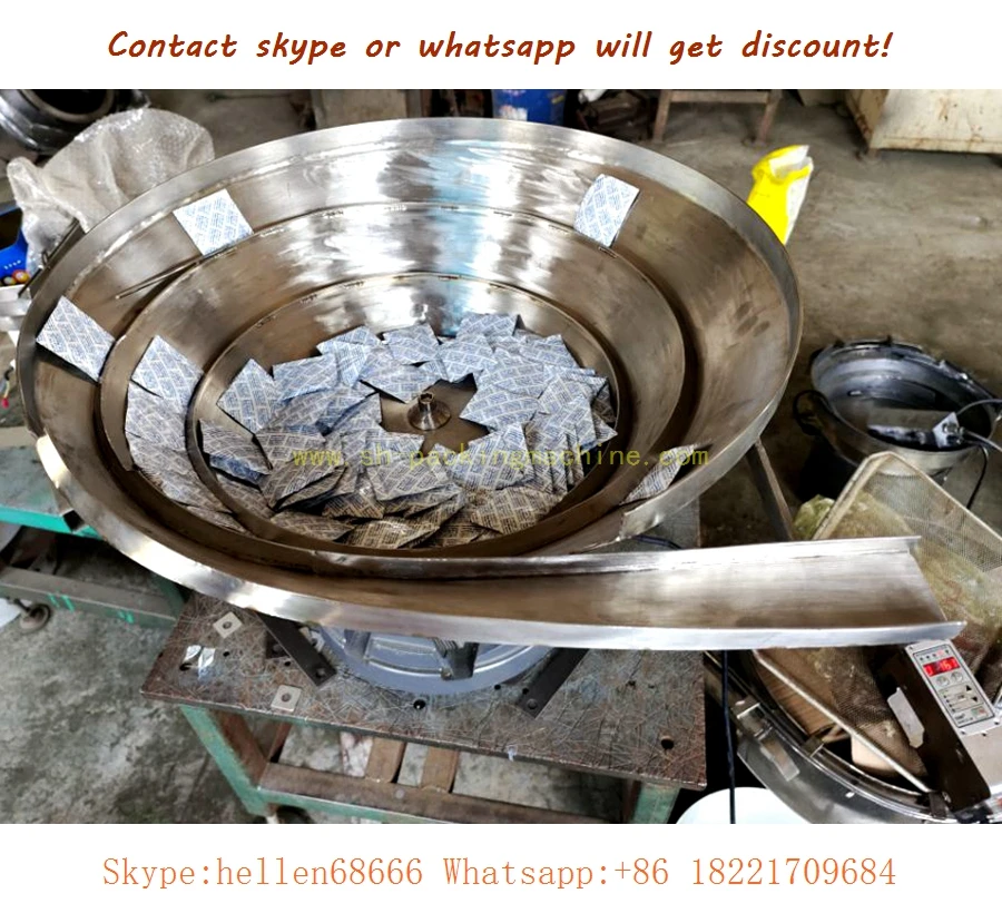 

Сортировщик для пакетов с осушителем, вибрационный чашечный питатель для пакетов из нержавеющей стали SUS304, 600 мм, настраиваемый, машина для подачи пакетов с осушителем