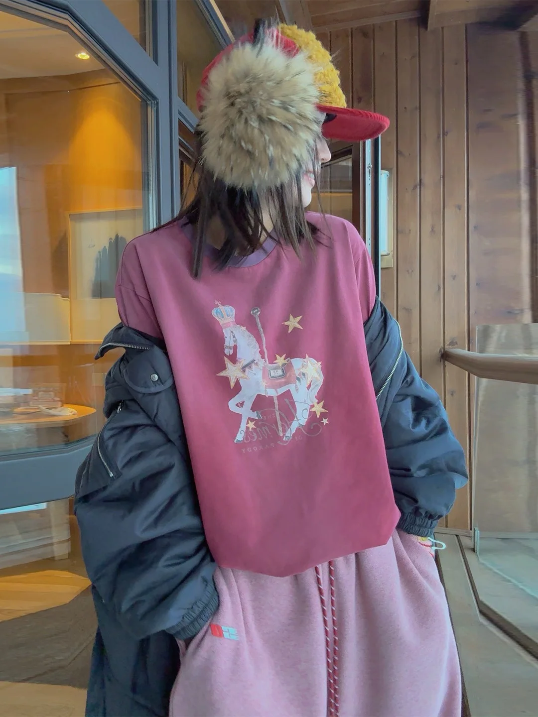 

New Selala Guoimtio Brand Winter Purple fiti Long Sve T-irt Casual Loose Fit Cotton round Ne Top