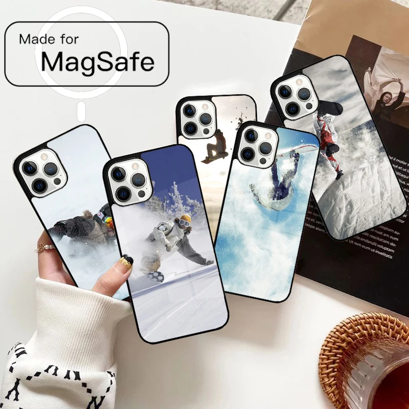 Coole Sport-Snowboard-Magnet-Handyhülle für iPhone 17 Air 16e 12 13 14 15 Pro Max Magsafe Wireless Cover