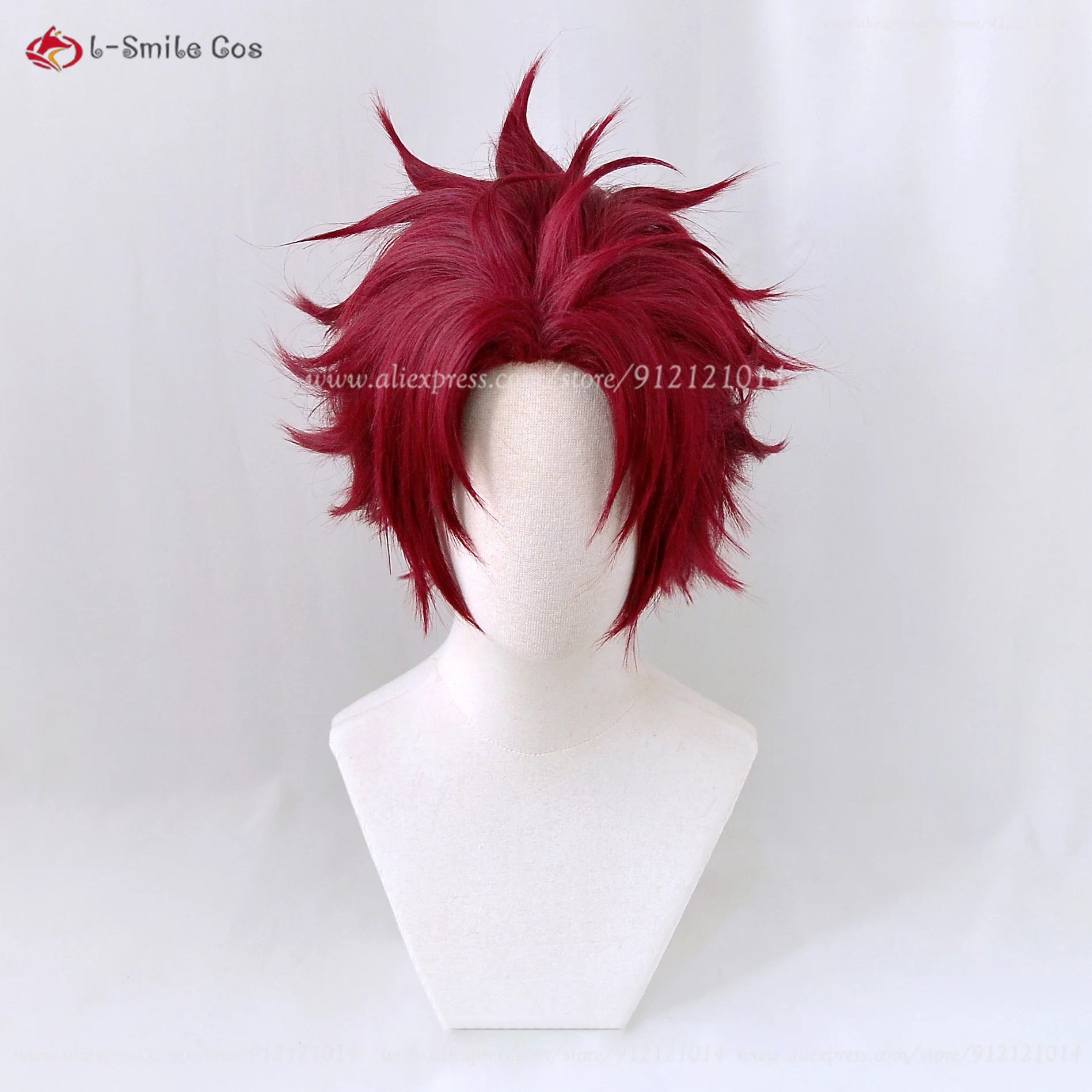 Peluca de Cosplay de Anime Sugasano Allen para hombres, pelucas cortas Rojas, cabello sintético resistente al calor, pelucas de fiesta de Halloween, gorra de peluca