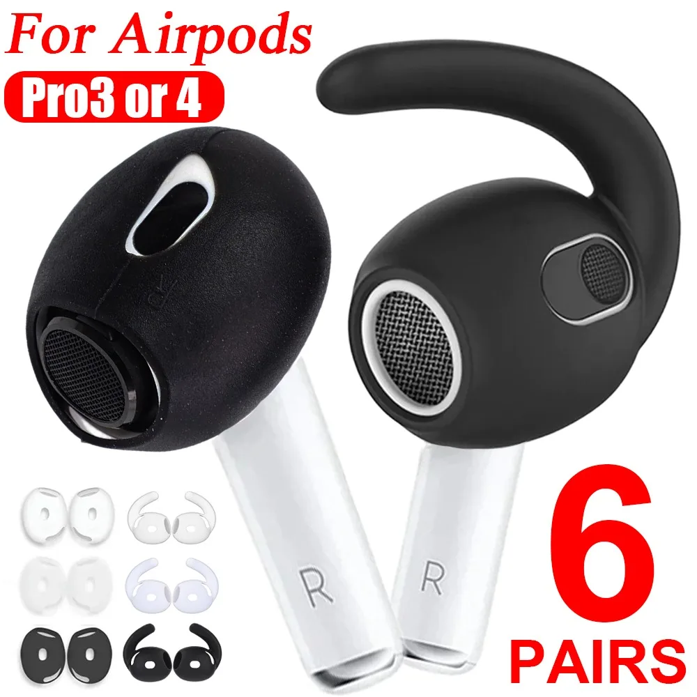 

1-6Pairs Ear Tips for AirPods 4 4th Generation AirPods Pro 3 Replaceable Earhooks Earplugs Silicone Anti-slip Protective Cover