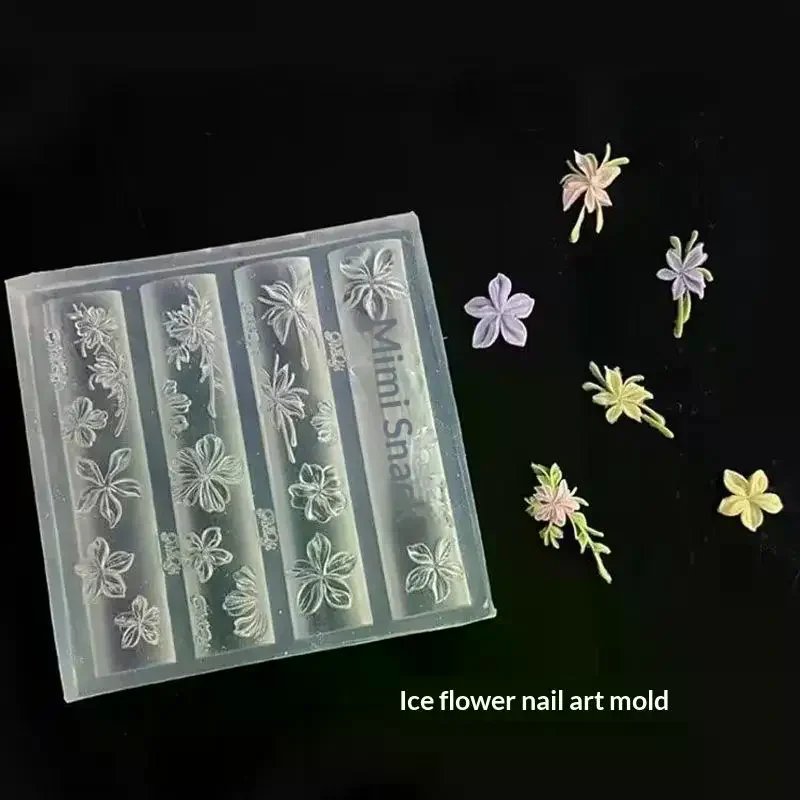 Flower Nail Art Mold Silicone Five-Petaled Flowers Pattern Nail Art Decorations Stereoscopic Nail Polish Filling Mold Relief