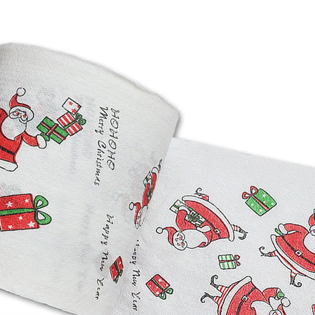 Creative Toilet Paper Roll Christmas Santa Printing Roll Paper Colored Printed Christmas Bath Tissue