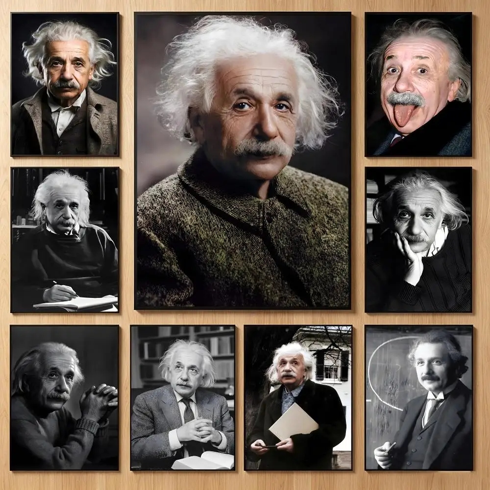 Brilliant Scientist A-Albert Einstein Poster Classic Self-Adhesive PP Wall Sticker for Living Room Bar Decor Gift