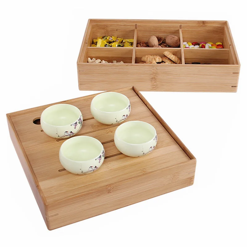 Imagem -03 - Hemu-bamboo Fruit Snack Box Six Grid Nine Grid Tray Hotel Restaurante Casa Louça Gourmet Prato Placa Combinada Dividida