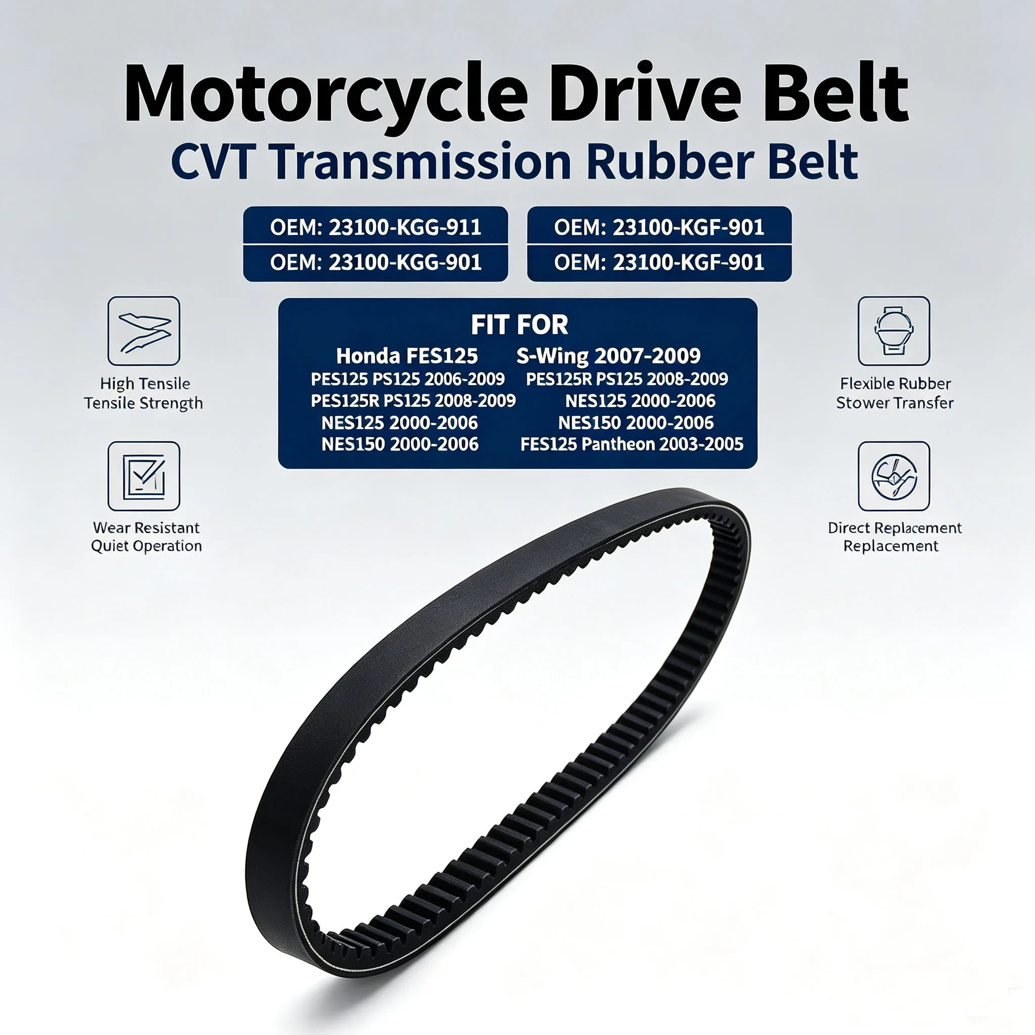 For Honda 23100-KGG-911 23100-KGF-901 FES125 S-Wing PS125 PES125R NES125 FES125 Pantheon Motorcycle Drive Belt Transfer Belt