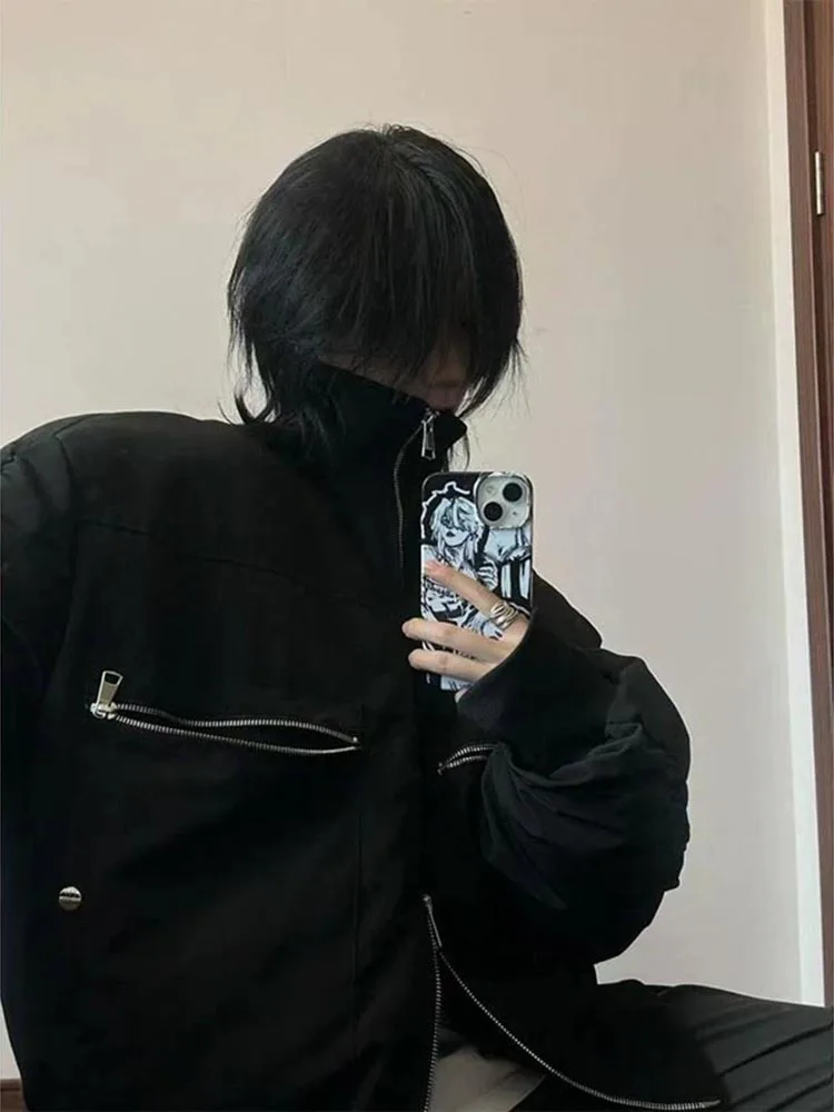 

American Sle Bomber Jaet Thiened Cotton Coat for Men Winter Faion ort Wide Flight Clothes Bread Sle Outerwear