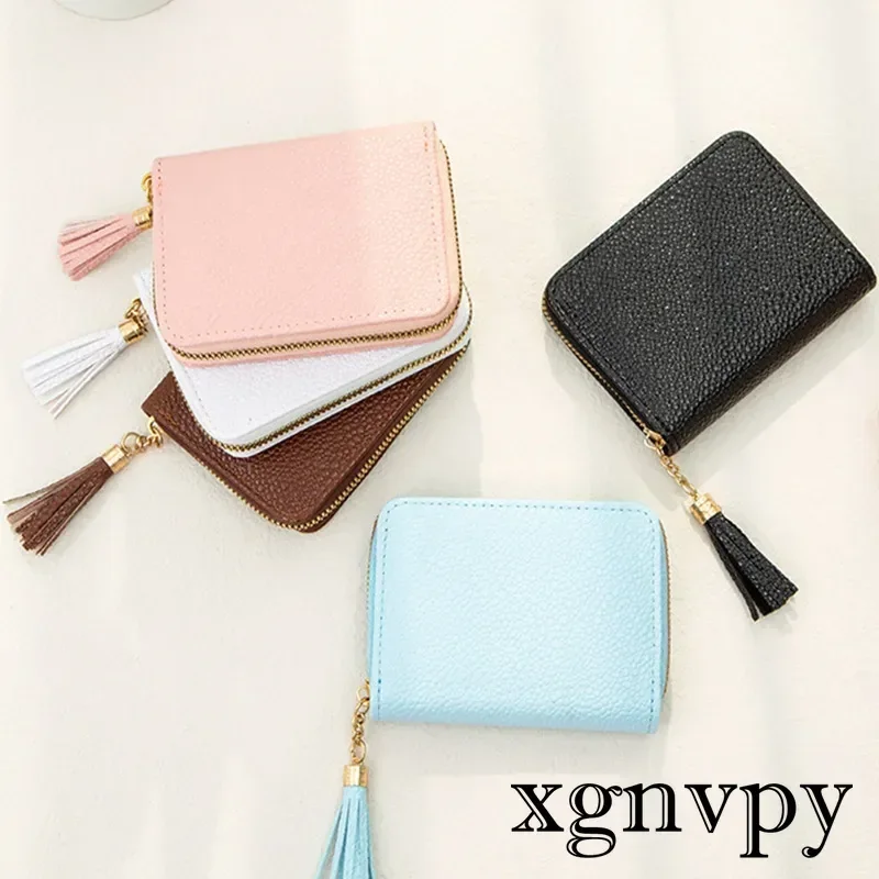 xgnvpy Women's Stylish Purse Multi-Card Slots Decorated with Bell Tassel Charms Elegant Handbag