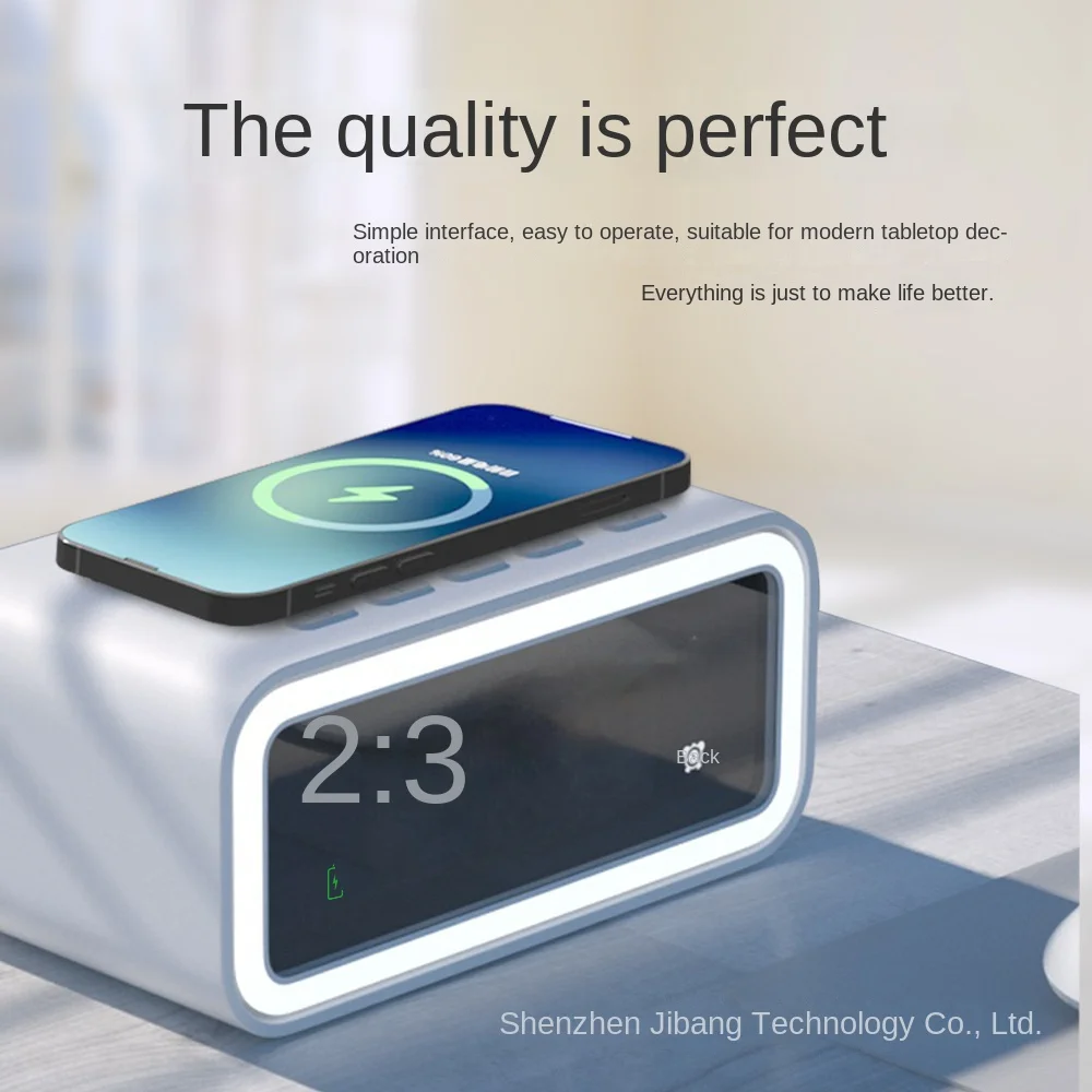 LED Night Light Wireless Charger Electronic Clock Led Digital Small Alarm Clock Intelligent Creative Gift Ambient Bedside Lamp