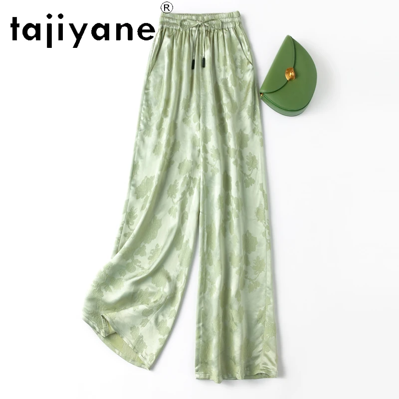 TAJIYANE 50% Natural Mulberry Silk Trousers Womens Summer 2024 Luxury Clothes Women Wide Leg Pants Loose Pants Women Джибитсы