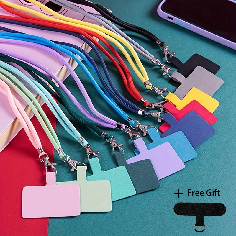 

Universal Adjustable Detachable Neck Cord Lanyard Strap Cellphone Lanyard Carabiner for iPhone Pendant With Card and Black Plate