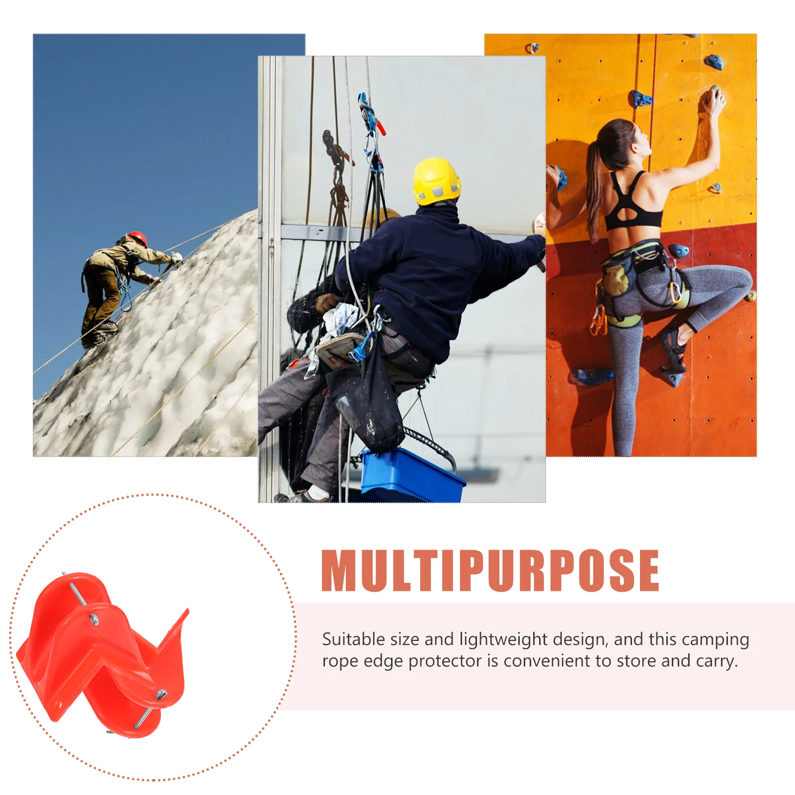 2 Pcs Safety Rope Protector Red Lightweight Climbing Equipment Portable Mountaineering Downhill Rescue Abrasion