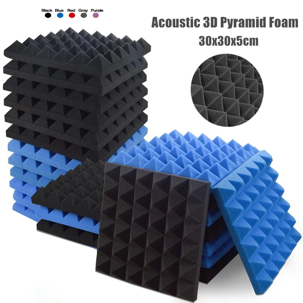 Acoustic Foam Panels Studio Soundproof Sponge Pyramid 6 12 24PCS 12