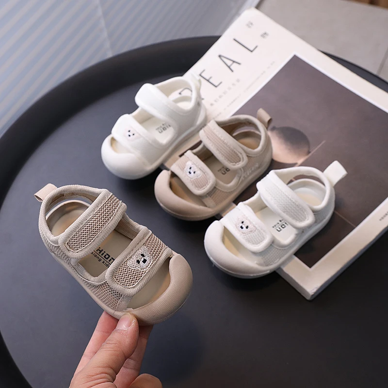 Sandales pour bébés, chaussures de marche pour bébés, bout fermé, maille respirante, chaussures de plage pour garçons et filles, fond souple, non ald, été 2024