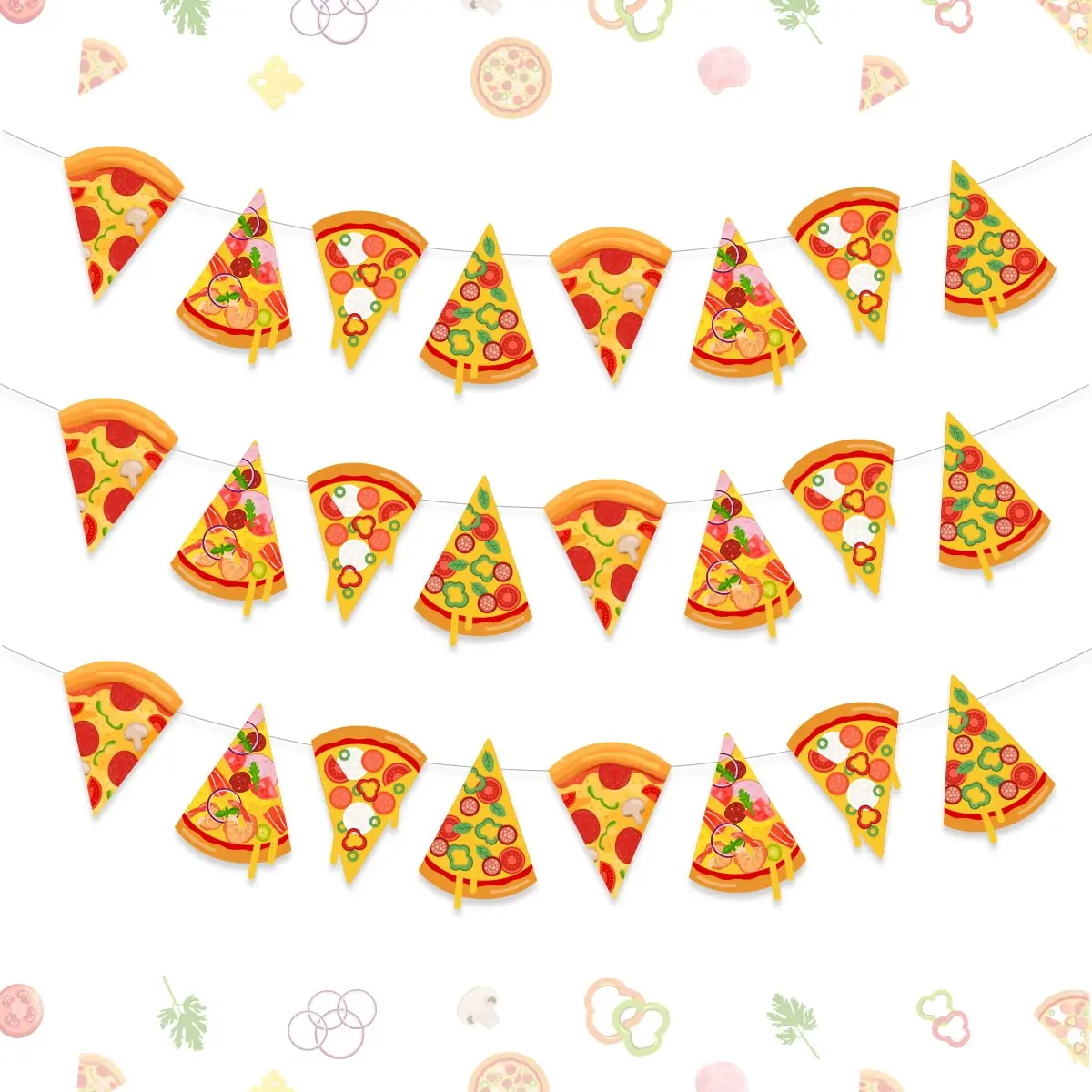 Cheereveal 3 Pieces Pizza Banner Pizza Theme Pennant Bunting Garland for Baby Shower Birthday Bachelorette Party Decorations