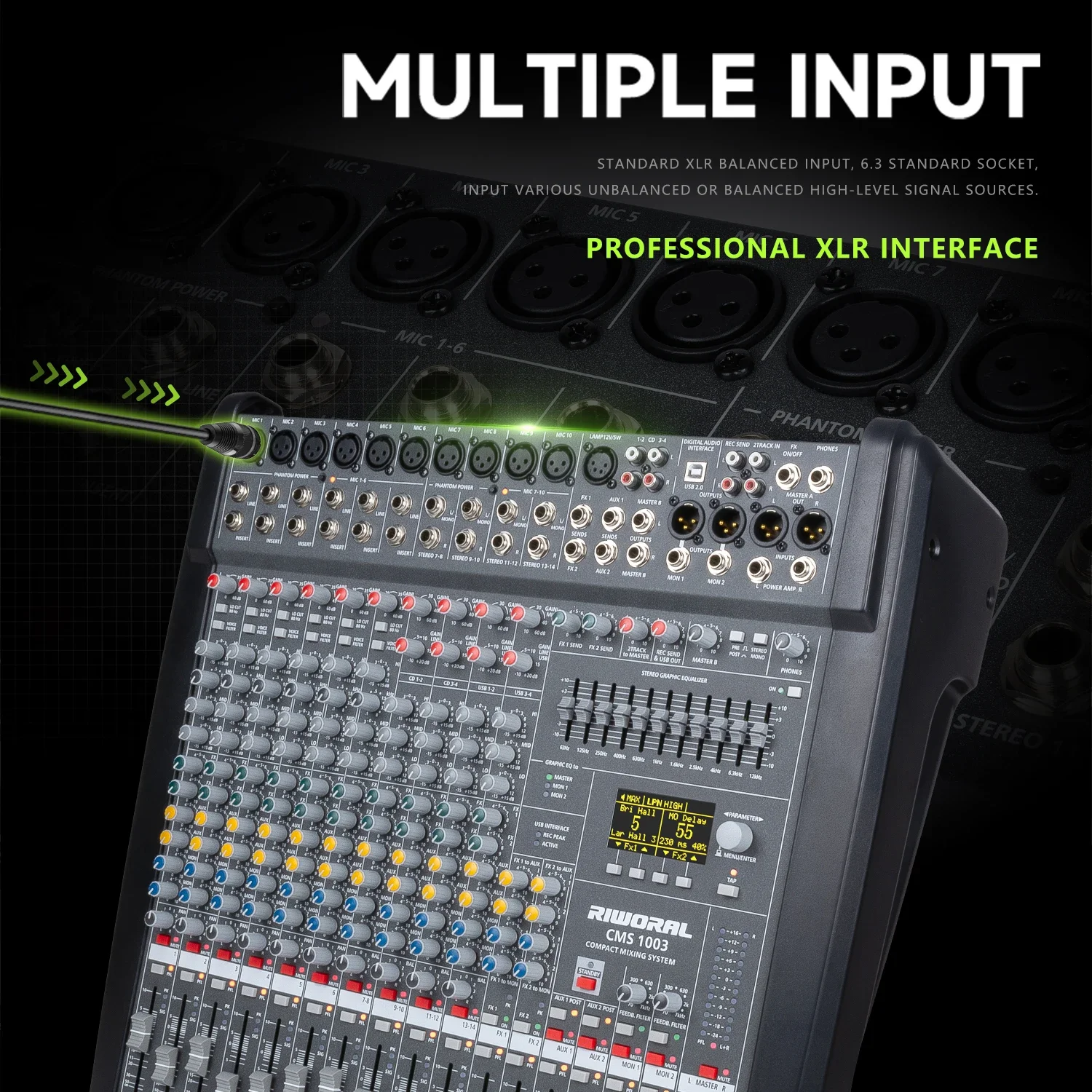 Professional CMS1003 Audio Mixer 48 Sets Of Stereo Digital Effects 199 DSP USB Recording Good Quality Metal Stage Mixer