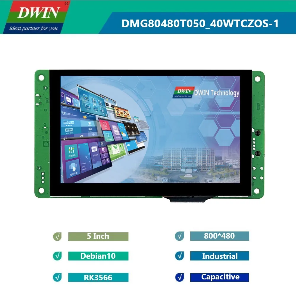 

DWIN Linux Debian 10 Version System Capacitive Touch Screen HMI LCD Module 800 * 480 5 Inch TFT LCD Display with Ethernet Port