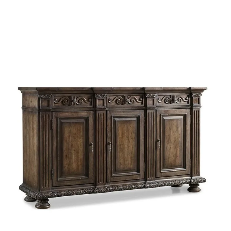 

American solid wood dining side locker European retro carved porch storage TV cabinet