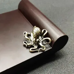 Brass Octopus Ornament Handmade Pure Copper Octopus Handle Piece Tea Ceremony Accessories Creative Tea Pet