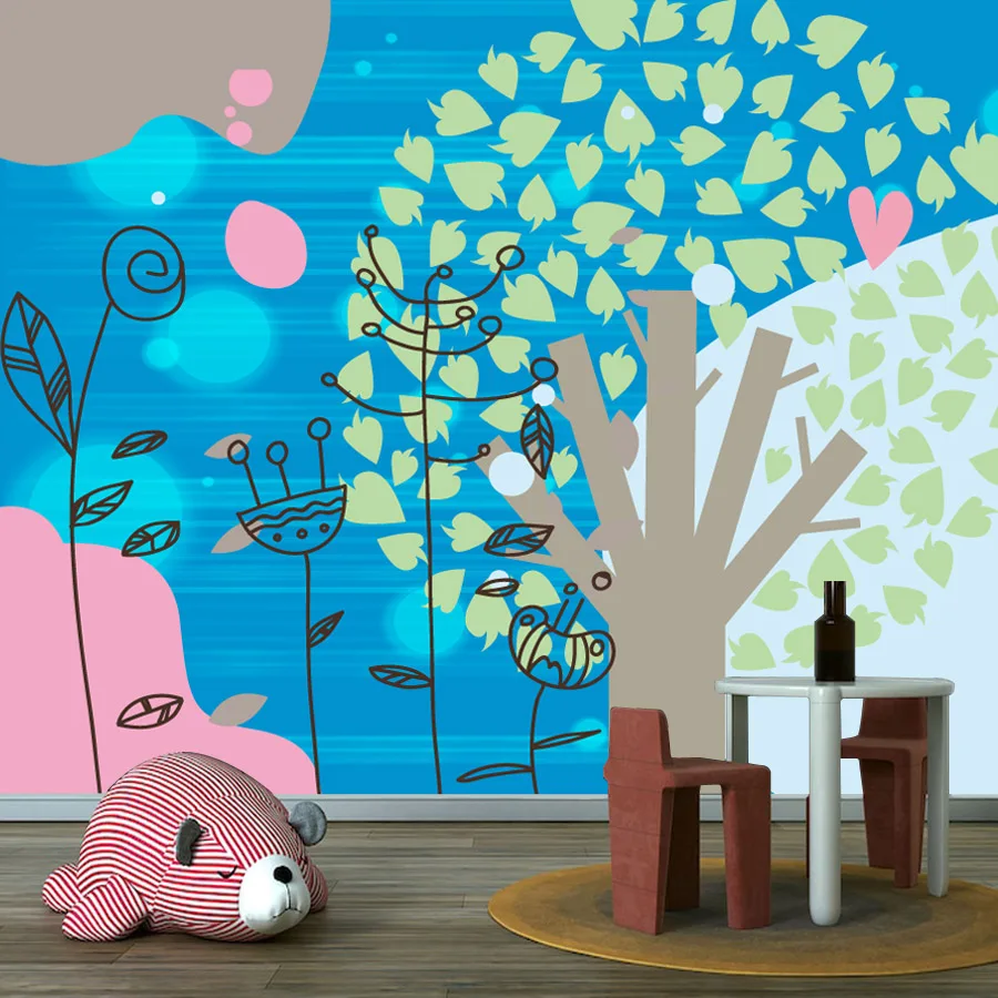 

Custom Peel and Stick Wallpaper for Living Room Wall Art Papers Home Decor Kids Baby Bedroom Cartoon Floral Botanical TV Mural