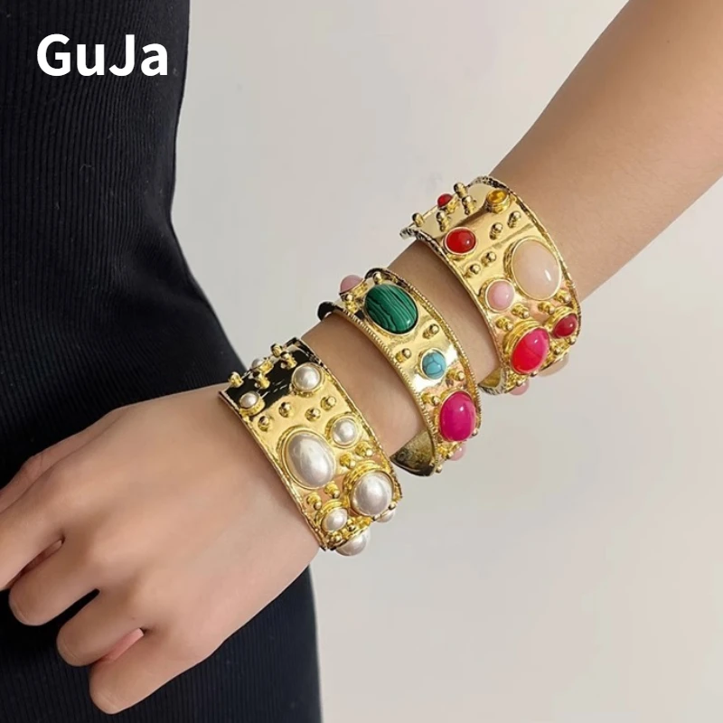 

Fashion Jewelry Luxury Temperament Colorful Open Bracelets For Women Female Gifts Exaggerative Accessories 2025 Trend New