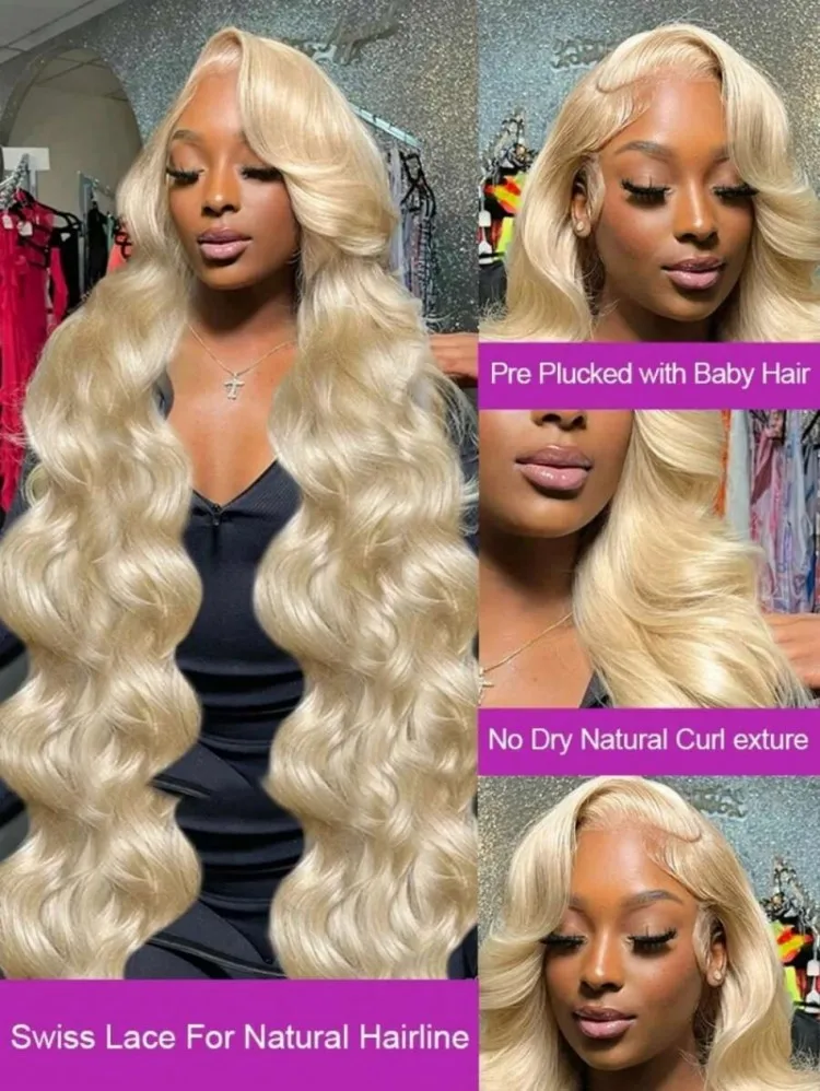 Blonde 613 Hd Lace Frontal Wig Body Wave Human Hair Wigs 13X6 Lace Front Wig 230 Density Original Brazilian Wigs Preplucked 34In image 3