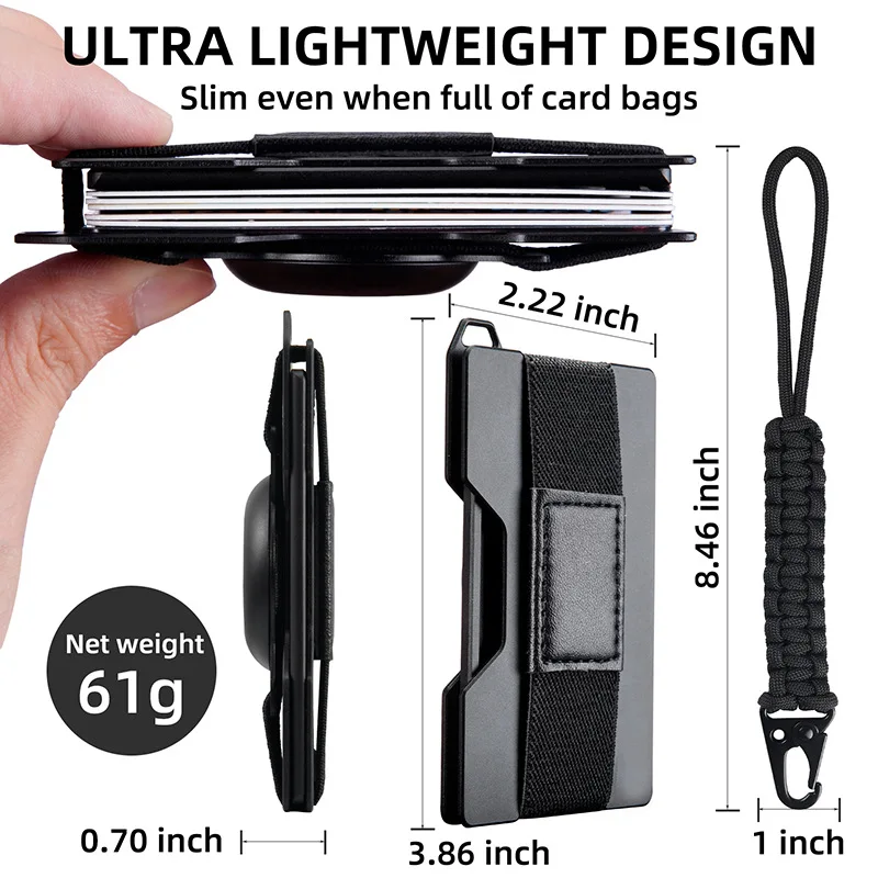 RFID Protection Wallet Metal Leather Slim RFID Blocking Card Holder with Strap Pocket Credit Card Holder Small Mens Wallet Gift