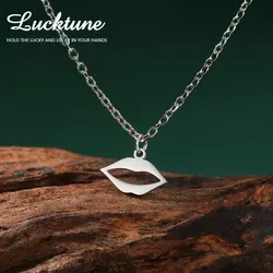 Lucktune Mini Sexy Lips Pendant Necklace Stainless Steel Minimalist Chain Necklace for Women Fashion Jewelry Valentine's Gift