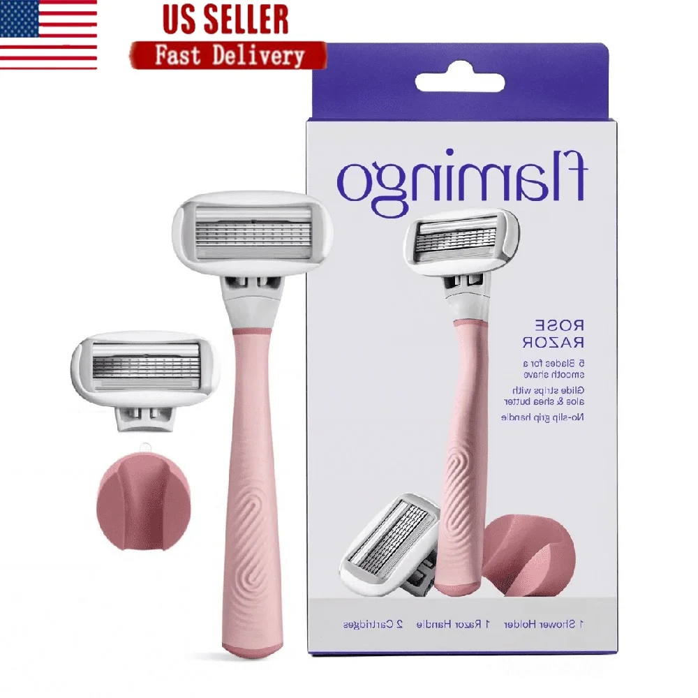 

Women's 5-Blade Razor Shaving Set with Ergonomic Handle Shower Holder Recycled Plastic Anti-Slip Comfort System Skin Protection