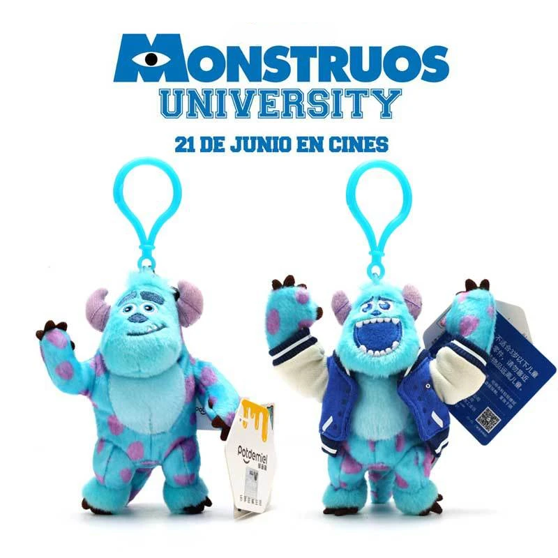 13CM Monsters University Plush Keychain Toy James Sullivan Mike Wazowski Stuffed Soft Doll Kawaii Keychain Kids Christmas Gift