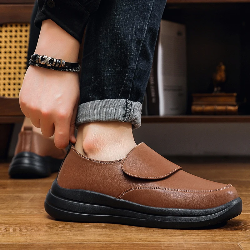 Leather Casual Shoes For Men Leather Middle-Aged Elderly Men 48 Dad Leather Shoes Men Moccasins Big Size 49 50