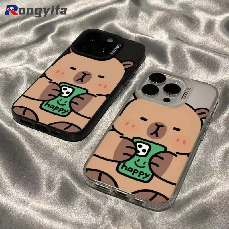 

For Huawei Honor 90 Lite X9B X9A X9 X8 Magic 6 RSR 5 Pro Lite Mate 60 50 40 30 Pro Phone Case Happy Brown Capybara Cartoon Cover