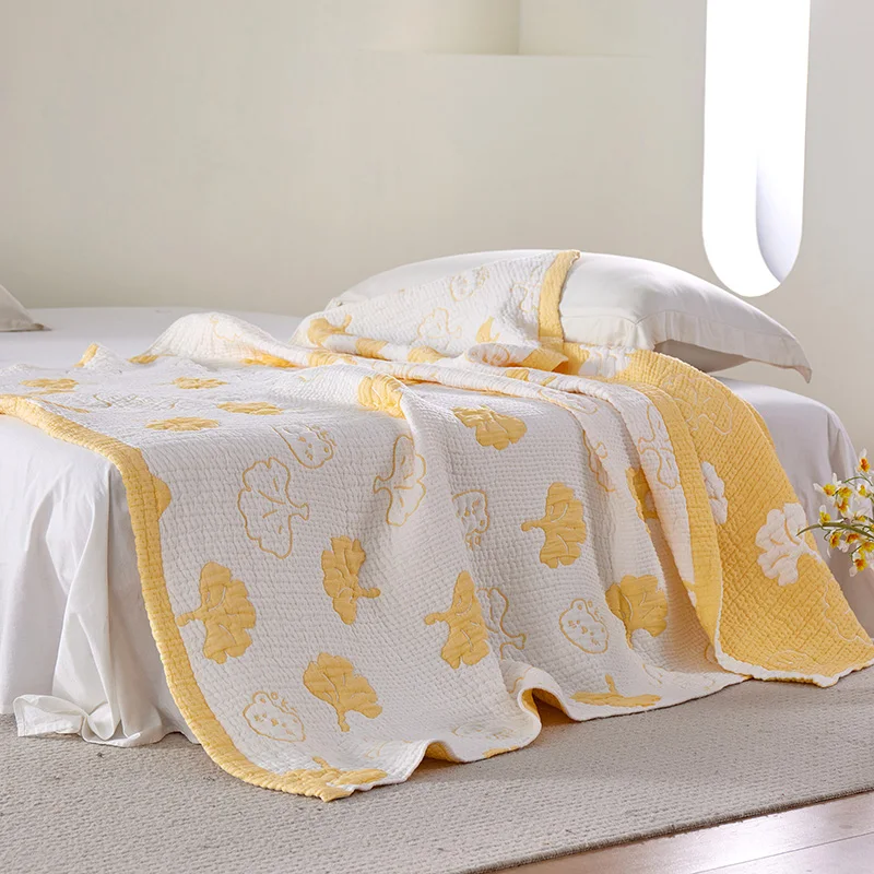 Summer Lyocell Fiber Blanket Cooling Bedding For Single Bed Sheet Silky Yarn Dyed Jacquard Quilted Summer Quilt 150x200cm