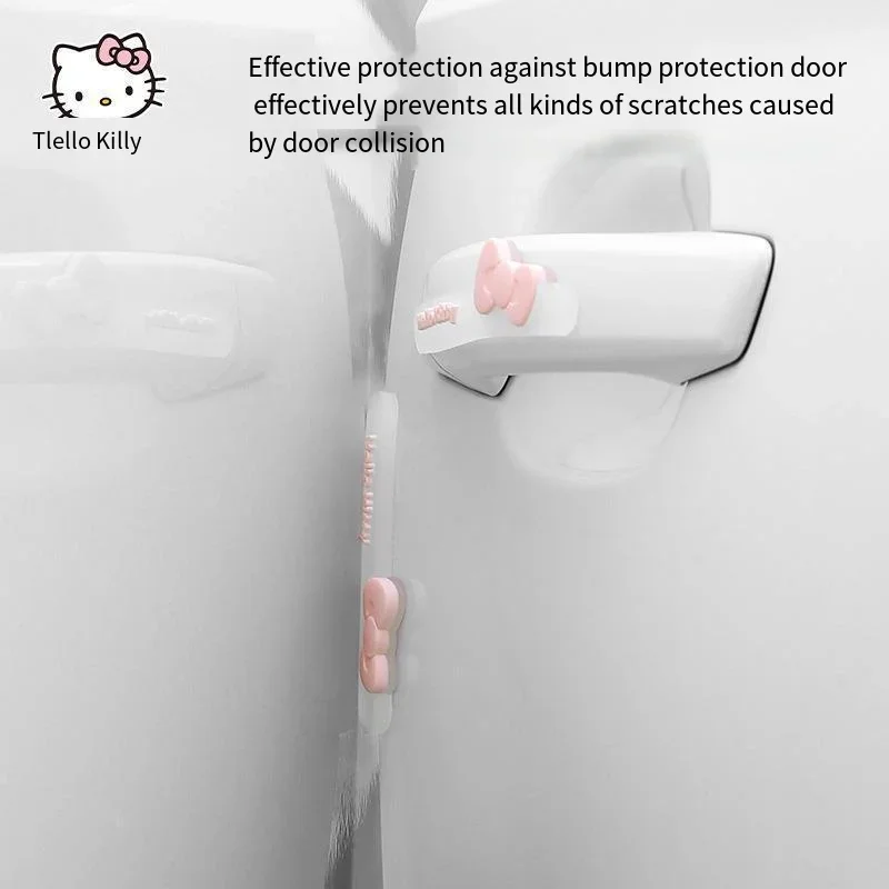 Kawaii Genuine Sanrio Car Door Anti-Collision Strip Hello Kitty Cartoon Rearview Mirror Anti-Scratch Car Sticker Cute Car Gift