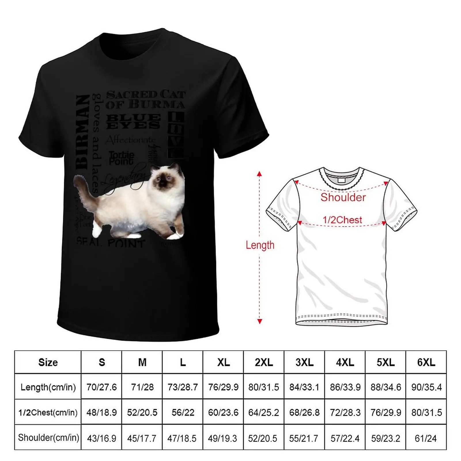 Birman - Sacred Cat of Burma - Descriptive Words T-Shirt vintage t shirts graphic shirts men clothings