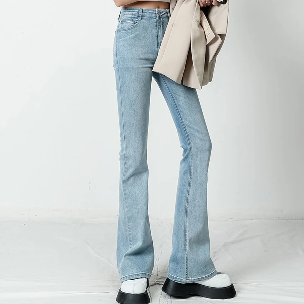 

Ladies High Waist Flared Pants Casual Spring Fashion Pants M S High Waist Trousers Regular Length Slightly Elastic