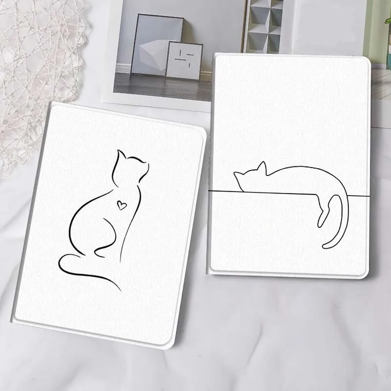 

Cartoon Cat Heart Line Gift Tablet Case For Samsung Tab Galaxy S6 S11 A A7 A8 A9 A11 10.1 10.4 10.5 Plus Lite