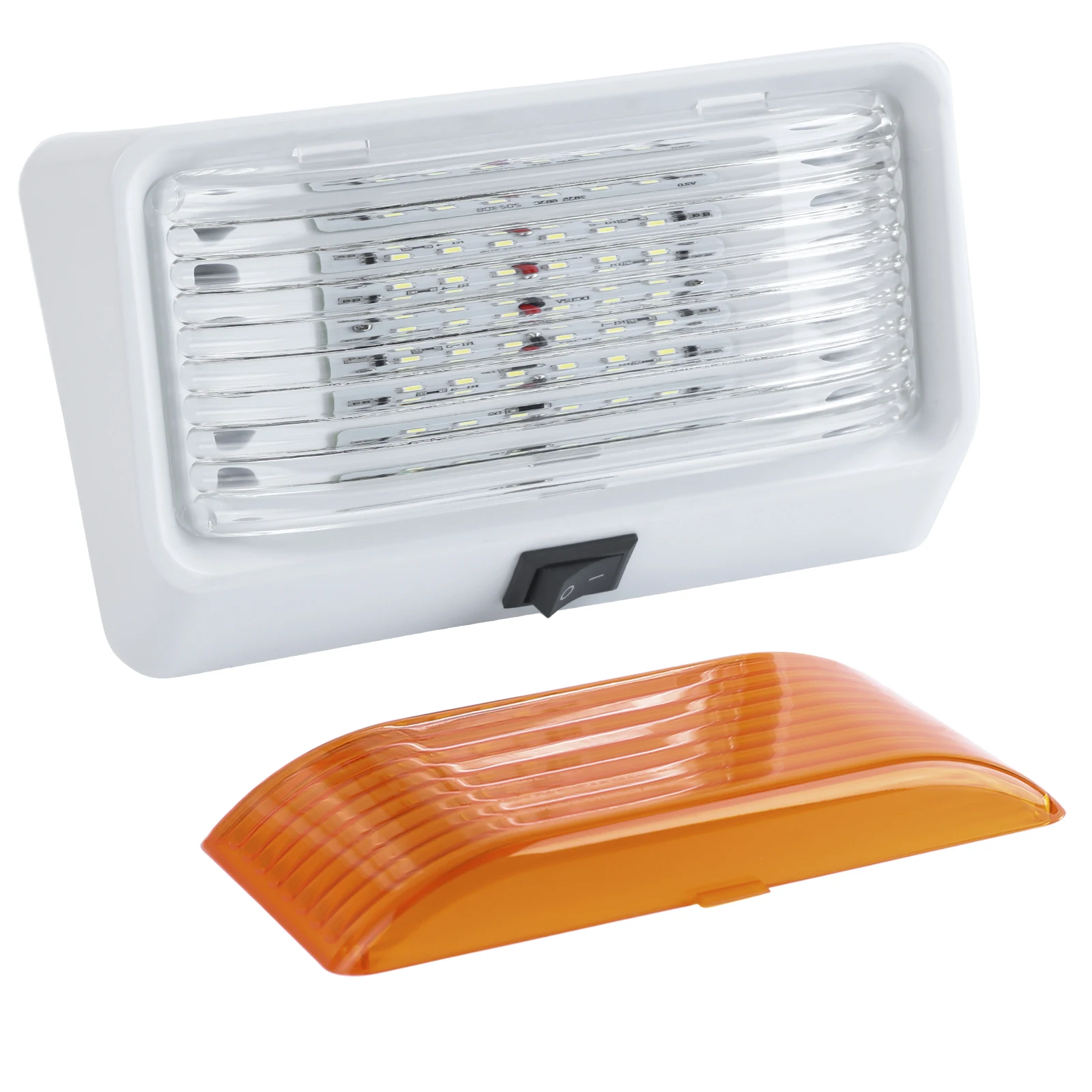 RV Exterior Porch Utility Light with Switch 12V Lighting Fixture Replacement Lighting for Trailers Campers Clear and Amber Lens
