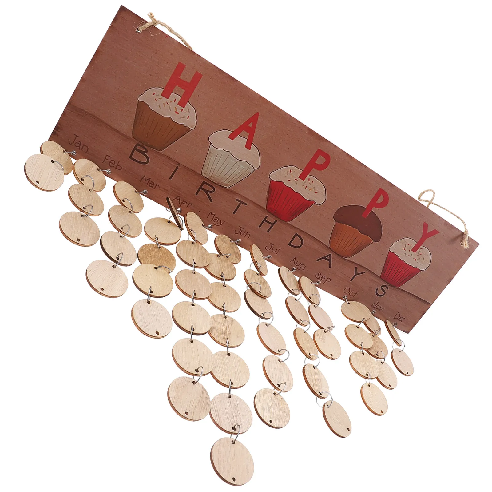 

Wooden Plaque Calendar 1 Plaque 1 Rope 50 Wooden Discs Colorful Happy Birthday Letters Hanging Board Family Birthday Reminder