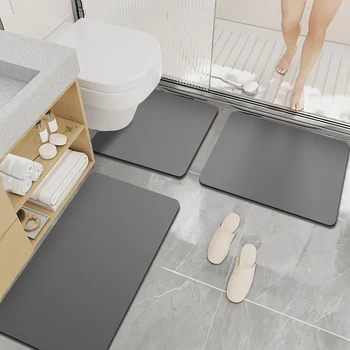 Home bathroom three-piece set diatomaceous earth anti-slip mat toilet absorbent mat shower mat doormat 1