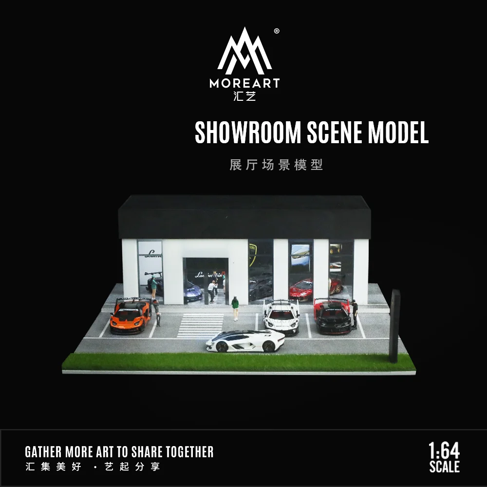 TimeMicro&MoreArt 1/64 Showroom with Led Lighting Diorama theme car showroom light version assembly storage display scene