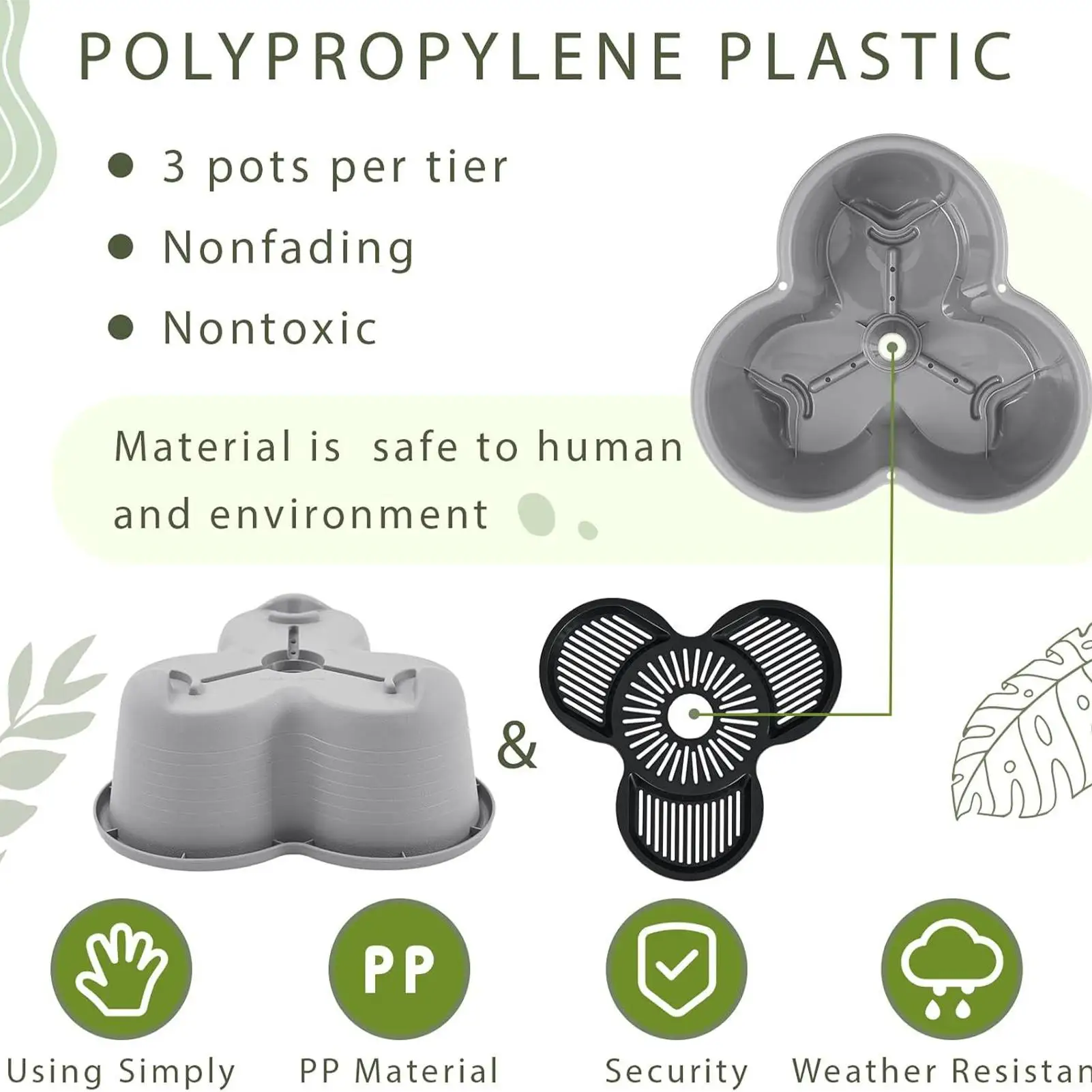 Vertical Planter Tower Tiered Planter Outdoor Stacking Flowerpot Container With Removable Wheels & Tool Kit Flower Pots Plant