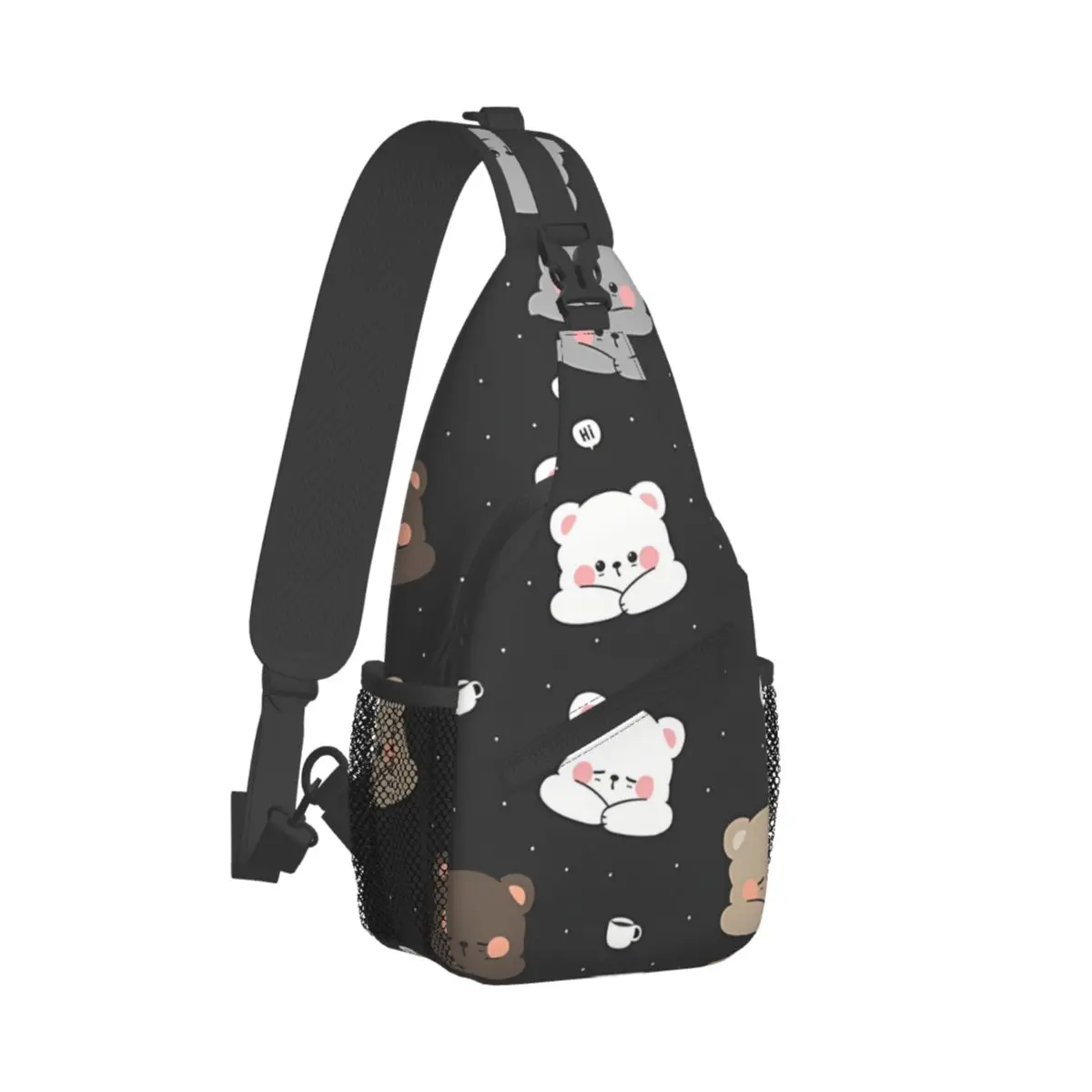 

Teddy Bear Crossbody Bag Sports Little Cute Black Chest Bag Unisex Women Man Fashion Shoulder Backpacks Travel