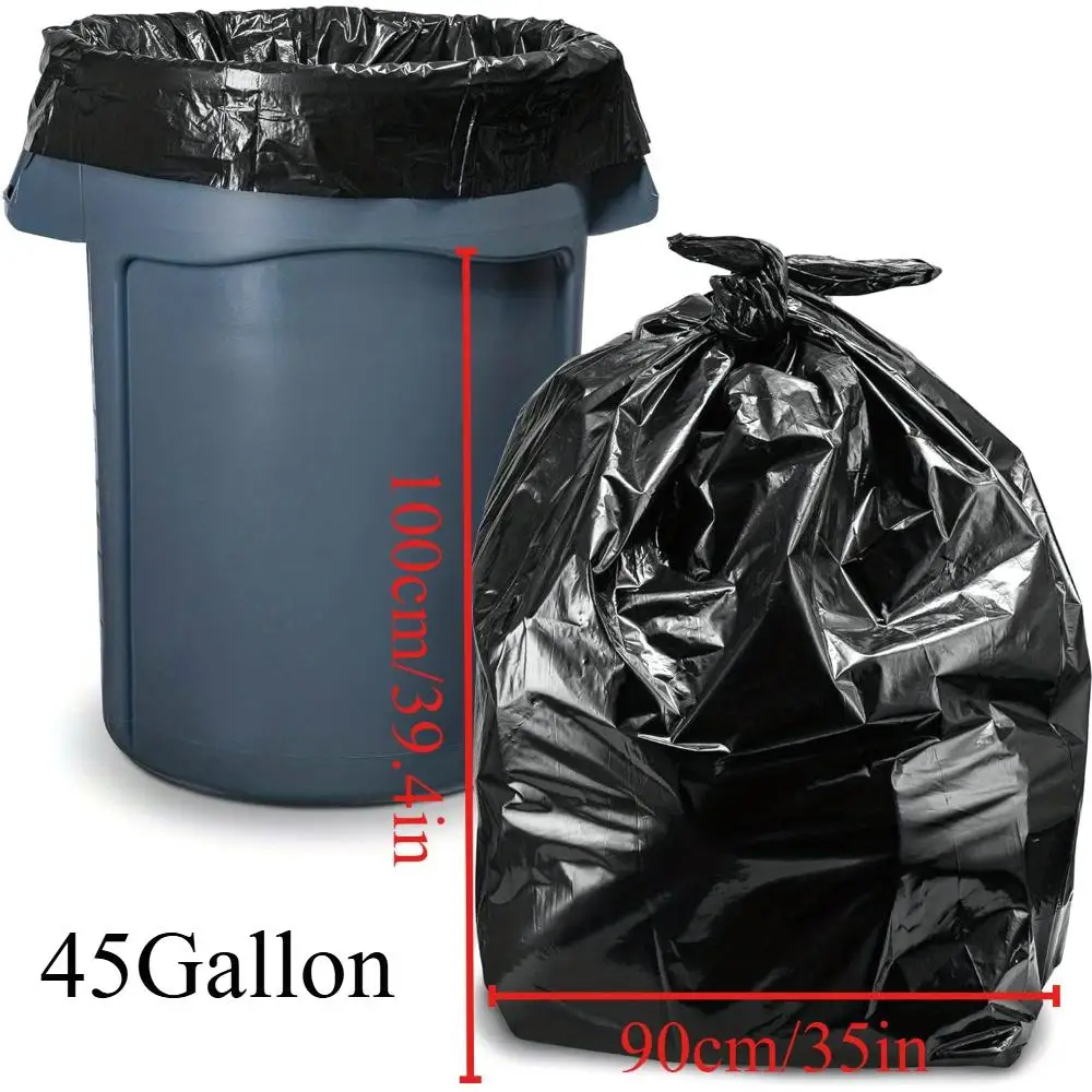 1.9 MIL Heavy-Duty Garbage Bags - Leak Proof, 45 Gallon Capacity, Industrial Strength for outdoor & Household Use